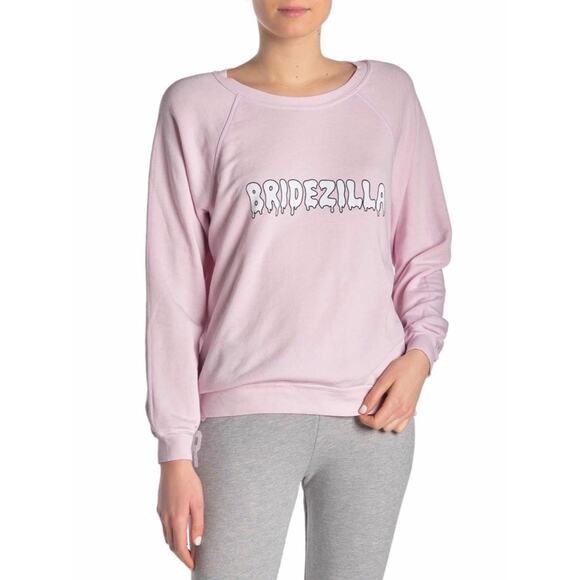 Wildfox Sommers Bridezilla Bride Pink White Long Sleev Sweatshirt Gift Size XXS - Picture 1 of 6